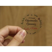 Vice Öğretmenler Günü Etiketi -Öğretmenler Gününüz Kutlu Olsun Baskılı 70 Adet Şeffaf Sticker (4,5 Cm)