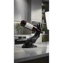 Alpin Robotik Cyborg Kol Şarap Şişesi Tutucu - Futuristik Mekanik El Tasarımlı Dekoratif Şaraplık