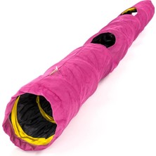 Tr Kadife Kumaş - Katlanabilir/katlanabilir - 130X20 cm Kedi Tüneli (Pembe)