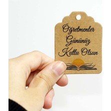 Vice Öğretmenler Günü Etiketi,  Öğretmenler Gününüz Kutlu Olsun Baskılı 50 Adet Kraft Kart (4,5 x 6 cm )
