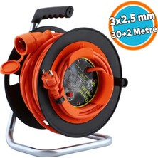 Tr Plastik Makaralı Seyyar Kablo Uzatma Kablosu 3x2.5 mm Cca Kablo 30+2 Metre