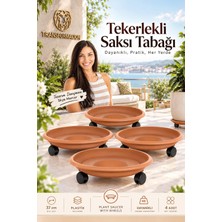 Tr Tekerlekli Saksı Tabağı 4lü Set 37 cm Ağır Yük Taşıyıcı Damacana Altlığı Saksı Alt