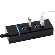 Tr 4 Port USB Hub 3.0 USB Çoklayıcı Mavi LED Işıklı USB Çoğaltıcı Switch Port Siyah, Siyah