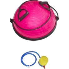 Tr Yarım Denge Topu Pilates Aleti, Direnç Lastikli Bosuball, 46 Cm, Pembe