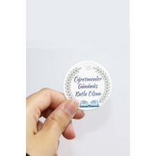 Vice Öğretmenler Günü Etiketi, Öğretmenler Gününüz Kutlu Olsun Baskılı 60 Adet Etiket (4,5  cm )