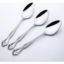 Lalezar Yemek Kaşık 6'li Set, Paslanmaz Çelik, Gümüş
