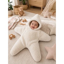 Guay Style Yıldız Model Pelüş Bebek Uyku Tulumu – Kapüşonlu Düğmeli Kundak Tulum, Kışlık Welsoft