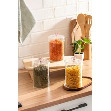 Odea Hearts 3lü 950 ml Borosilikat Cam Kavanoz Seti Saklama Kabı Takımı 10X15 cm Şeffaf