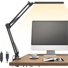 Odea Akrobat LED Masa Lambası - Gün Işığı ve Sarı Işık Modu, Ayarlanabilir Parlaklık, Kontrol Panelli, 3 Eksen Hareket Manevrası, USB Girişli Katlanabilir Okuma Işığı Masa Lambası