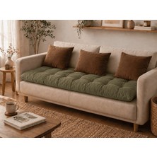 Gy Atelier Keten Koltuk Şiltesi Kalın Yer Minderi | Balkon, Sedir, Bank ve Koltuk Minderi (Haki, 140X70)