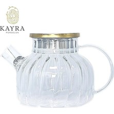 Gy Atelier Çelik Kapaklı Borosilikat Dilimli Model Süzgeçli Cam Demlik Bitki Çayları 1000 ml ROYALEKS-CM-2001