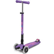 Gy Atelier Maxi Deluxe Foldable LED 3 Tekerlekli Katlanabilir Scooter Mor, 5-12 Yaş, Ayarlanabilir Gidon, Işıklı Tekerlekler, 50 kg Taşıma Kapasitesi