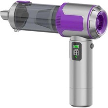 Odea Tr Gulony HL-161 Şarjlı El Süpürgesi – 22.000PA Ultra Güçlü Emiş, 100W Fırçasız Motor, 3 Kademeli Hız Ayarlı ve Dijital Ekranlı Kablosuz Araç ve Ev Süpürgesi, Gümüş/mor