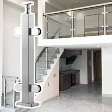 Odea Tr Cam Korkuluk Direği, Gümüş Cam Korkuluk Direği - Balkon Için 55 cm Kare Pimli Korkuluk Kelepçesi, Yüzme Havuzu, Bahçe, Çatı Katı, Merdiven ve Garaj Için Çit