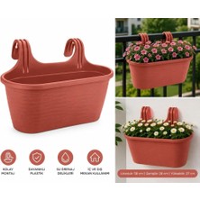 Odea Tr Pratik Dayanıklı Şık 6,3lt Kiremit Sahra Askılı Saksı 38X27X26CM Balkon Korkuluk Dekoratif Askılı Sepet