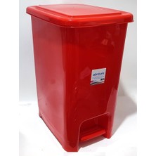 Odea Tr 40 Litre Büyük Boy Pedallı Kırmızı Çöp Kovası 43X32 H:53CM Arkaplan Kırılmaz Çelik Tel Mekanizma