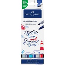Odea Tr Goldfaber Aqua Çift Uç Markör Kaligrafi 6'li Seaside, Fırça ve Fineliner, Solmaya Dayanıklı Mürekkep, Çevre Dostu