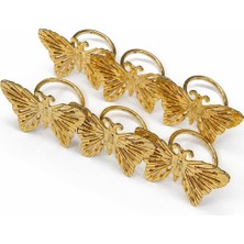 Odea Tr Metal Kelebek Peçete Halkası, Altın Rengi, 6'li Set, 6.5x4.5x5 cm
