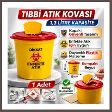 Bezos Tıbbi Atık Kovası 1,3 Litre 1 Adet Kapaklı Tıbbi Atık Kutusu Enfekte Atık Kovası ECO123