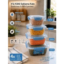 Odea Tr 4 Lü Kilitli Saklama Kabı Sızdırmaz Bpa Içermez Mavi Renk