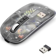 Odea Tr Şeffaf Tasarımlı Kablosuz Mouse 2.4g + USB Çift Mod, 800/1200/1600 Dpı Ayarlanabilir, 75G Ultra Hafif, Manyetik Gövde, Pil Göstergeli, Ergonomik Bilgisayar Faresi | M233 (Siyah)