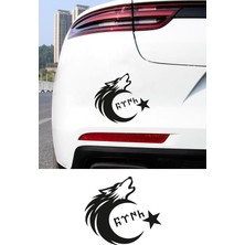 Odea Tr Türk Motifli Bozkurt Ay Yıldız Sticker - Türk Bayrağı Araba Motor Sticker 15X13CM