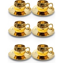 Odea Tr 6 Kişilik Porselen Kahve Fincan Takımı Gold TR3129