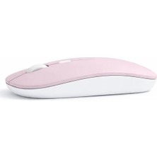 Odea Tr Profesyonel Kablosuz Mouse Bluetooth Dongle Destekli Şarjlı Batarya Sessiz ve Ergonomik Tasarım Pembe