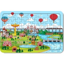 Tr Lipyos Lunapark ve Tren Çocuklar Için 54 Parça Ahşap Puzzle 1081