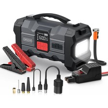 Odea Tr ZK004 26800MAH 4500A Akü Takviye Cihazı +Lastik Şişirme Kompresörlü Taşınabilir Jump Starter (Kompresör+Powerbank+Led Lamba+Lcd Ekran)