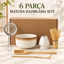 Odea Tr 6 Parça Matcha Hazırlama Seti Bambu Çırpıcı Seramik Kase Süzgeç Ölçü ve Kaşık Kahve