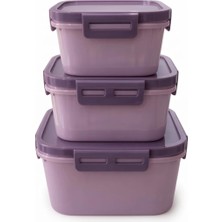Odea Tr 3'lü Kilitli Saklama Kabı Seti – Küçük Boy: 11 x 11 Cm, Orta Boy: 13 x 13 Cm, Büyük: 16 x 16 Sızdırmaz Gıda Saklama Kabı | Bpa Free | Buzdolabı, Derin Dondurucu ve Mikrodalga Uyumlu