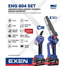 Odea Tr Eng 604 Set, 21V, 2X4AH Çift Akü, Kömürsüz Şarjlı Testere ve Budama Makas Seti