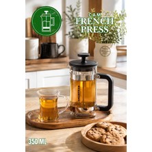 Odea Tr Smartpan BV008 French Press Paslanmaz Çelik Süzgeçli Cam Bitki Çayı Demliği Kahve Presi - 350 ml Siyah