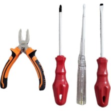 Odea Tr Paslanmaz Çelik Mini Pense Kontrol Kalemi Düz Yıldız Tornavida 4'lü Set