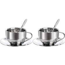 Odea Tr Çelik 2 Adet 180 ml Çift Cidar Espresso Kahve Fincan Set Sunum Bardağı