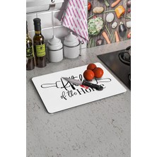 Odea Tr Kitchen Love Görünümlü | Cam Kesme Tahtası - Kesim Tablası, 30X40CM