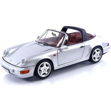 Tr Porsche 911 Carrera 4 Targa 1991 Die Cast Metal Model Araba, Polar Silver Metallic, 1:18