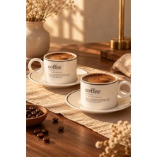 Odea Tr 2 Kişilik Porselen Türk Kahvesi Fincan Takımı 90 ml - Sözlük Tasarımlı Özel Kutulu Espresso Fincan Seti