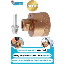 Odea Tr 70 mm Granit Mermer Seramik Fayans Beton Taş Delme Panç Spiral Avuç Taşlama Matkap Uyumlu M14 Aparat