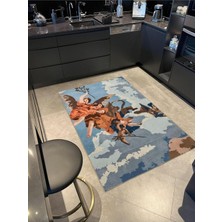 Odea Tr Uçan Kadın Desenli Renkli Dokuma Taban MIRAVIP659, 140 x 200