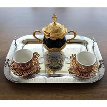 Odea Tr Paslanmaz Çelik Lüks Model Silver Desen Çay Kahve Tepsisi 34,5X24,5 cm