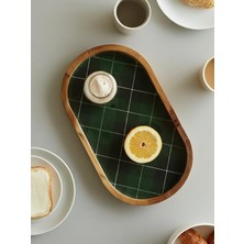 Odea Tr Mango Ekose Desenli Oval Ahşap Tabak