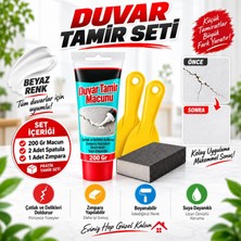 Odea Tr Beyaz Duvar Tamir Seti 200 gr Çatlak ve Delik Dolgu Macunu + 2 Adet Plastik Spatula + 1 Adet Kübik Zımpara