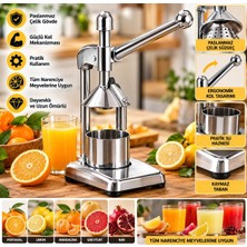 Odea Tr Paslanmaz Çelik Kollu Manuel Narenciye Sıkacağı, Portakal ve Limon Presi, Kollu Meyve Suyu Sıkma Makinesi, Tezgâh Üstü Profesyonel El Tipi Narenciye Presi