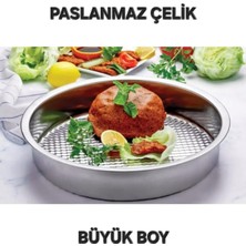 Odea Tr Süper Kaliteli Çok Amaçlı Paslanmaz Çelik Çiğköfte Tepsisi & Çiğköfte Leğeni 50 Cm, NDMNDM777