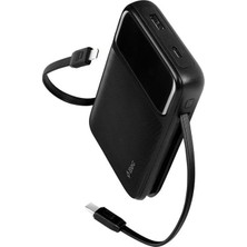 Odea Tr Recharger Pro LCD 10.000MAH Pd 22,5W Lightning ve Usb-Cdahili Kablolu Taşınabilir Hızlı Şarj Aleti/powerbank 2BB215 Siyah