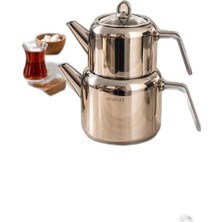 Odea Tr Ela Aile Boy Çelik Çaydanlık – Metal Kulplu Cam Kapaklı Çaydanlık Takımı