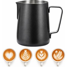 Odea Tr 304 Çelik 350 ml Siyah Teflon Kaplama Kahve Süt Köpürtme Potu Sütlük Pitcher