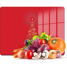Odea Tr Cam Kesme Tahtası Kırmızı Yılbaşı Ağacı Desenli 20X30 cm